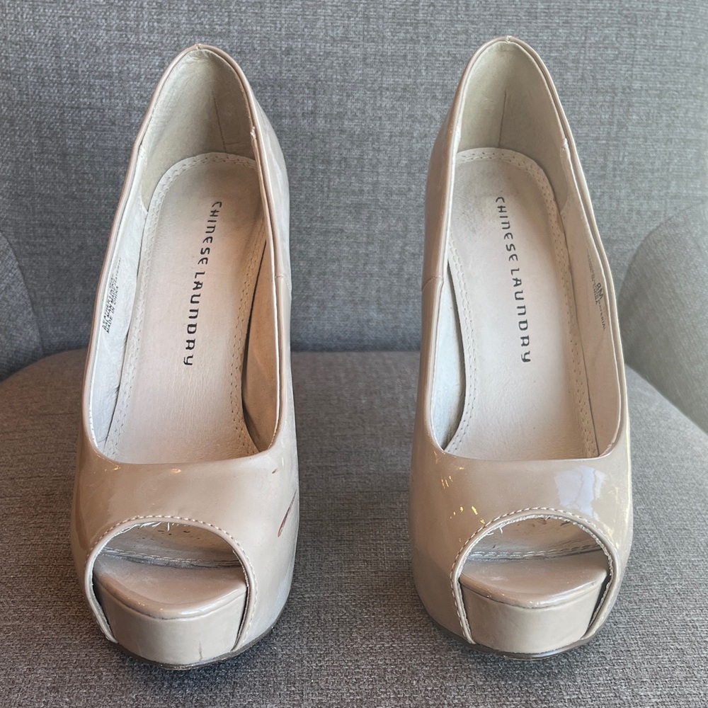 Chinese Laundry Beige Peep Toe Heels